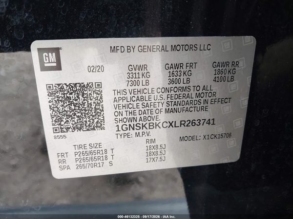 2020 CHEVROLET TAHOE 4WD LT — I9