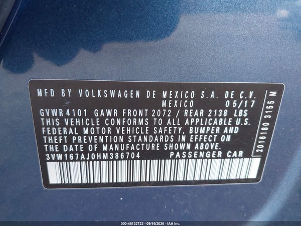 2017 VOLKSWAGEN JETTA 1.4T S — I9