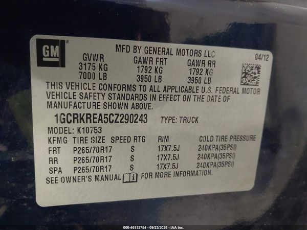 2012 CHEVROLET SILVERADO 1500 LS — I9