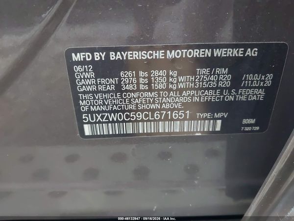 2012 BMW X5 XDRIVE35D — I9