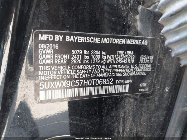 2017 BMW X3 XDRIVE28I — I9