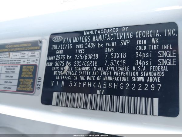 2017 KIA SORENTO 3.3L EX — I9