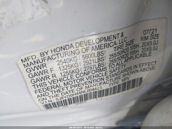 2022 ACURA MDX TECHNOLOGY PACKAGE — I9