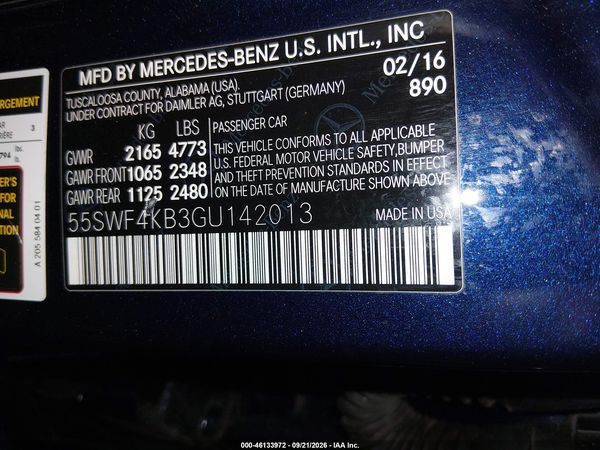 2016 MERCEDES-BENZ C 300 4MATIC — I9