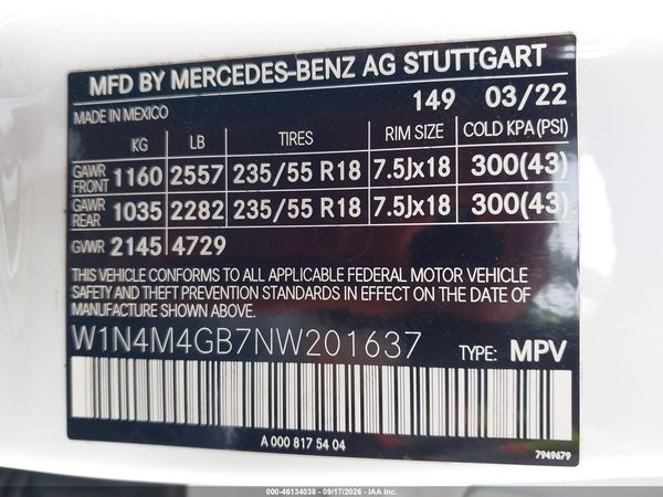 2022 MERCEDES-BENZ GLB 250 GLB250 — I9