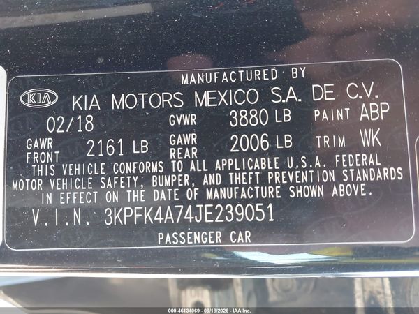 2018 KIA FORTE LX — I9