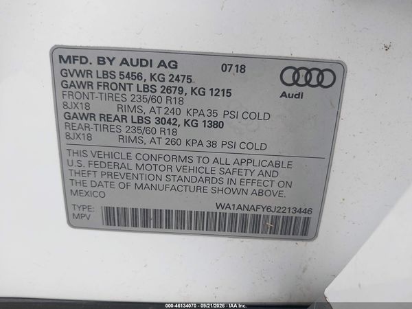 2018 AUDI Q5 — I9