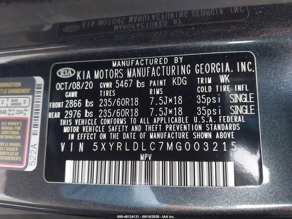 2021 KIA SORENTO S — I9
