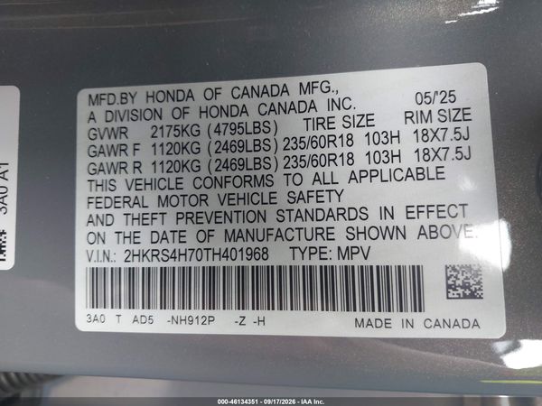 2026 HONDA CR-V EX-L AWD — I9