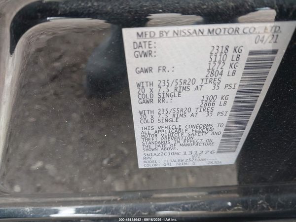 2021 NISSAN MURANO SL FWD — I9