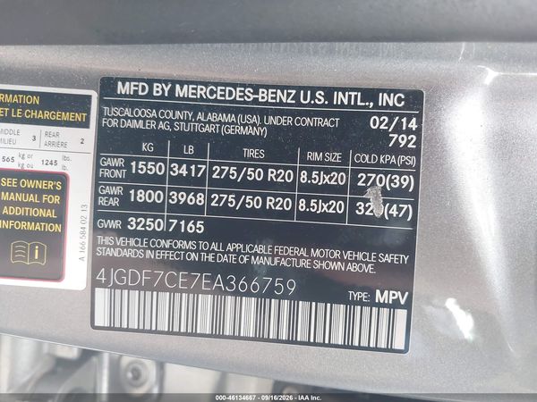 2014 MERCEDES-BENZ GL 450 4MATIC — I9
