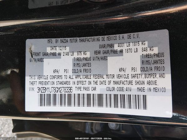 2016 MAZDA MAZDA3 I SPORT — I9