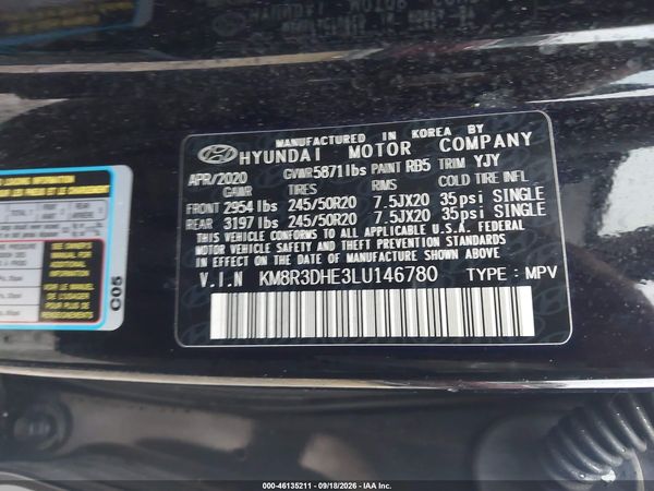2020 HYUNDAI PALISADE SEL — I9