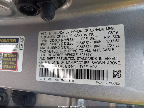 2019 HONDA CR-V LX — I9