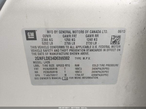 2013 CHEVROLET EQUINOX 1LT — I9