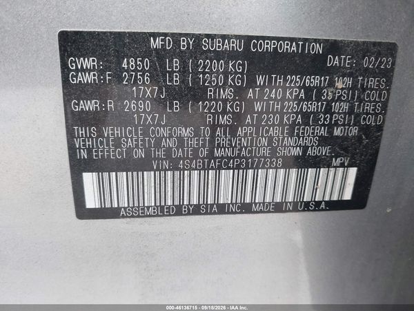 2023 SUBARU OUTBACK PREMIUM — I9