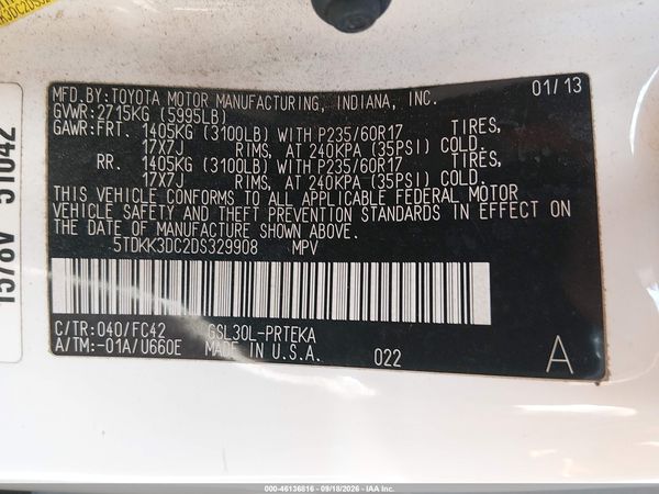 2013 TOYOTA SIENNA LE V6 8 PASSENGER — I9