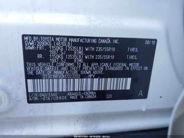 2019 TOYOTA RAV4 XLE PREMIUM — I9