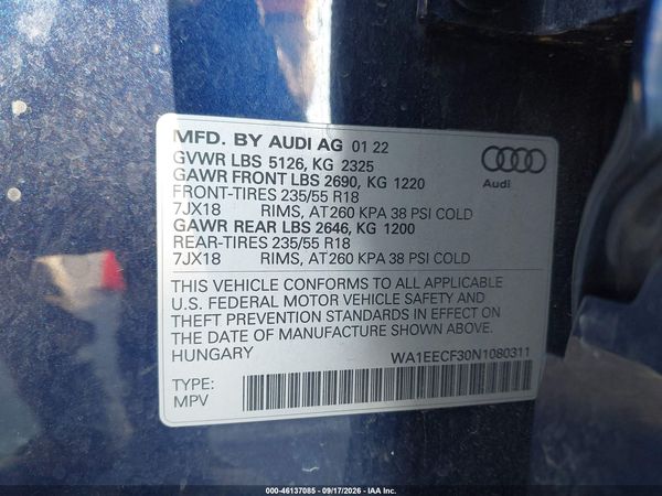 2022 AUDI Q3 — I9