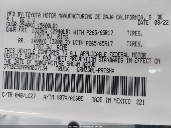 2022 TOYOTA TACOMA TRD SPORT — I9