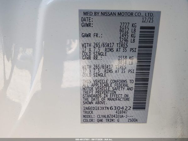 2026 NISSAN FRONTIER SV 4X2 — I9