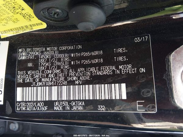 2017 LEXUS GX 460 — I9