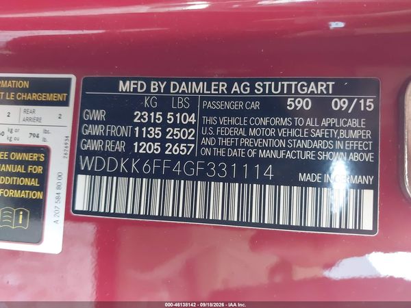 2016 MERCEDES-BENZ E 400 E400 — I9