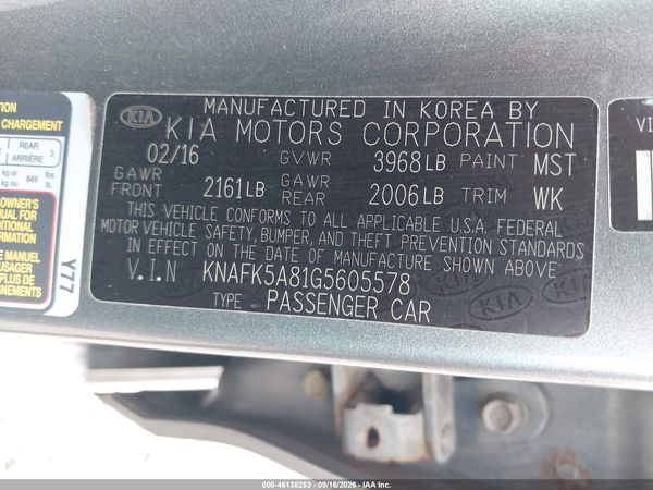2016 KIA FORTE LX — I9