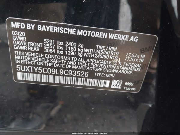 2020 BMW X3 XDRIVE30I — I9