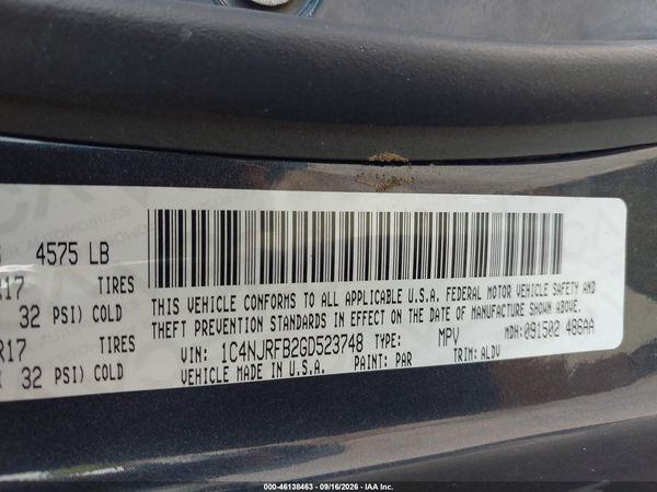 2016 JEEP PATRIOT HIGH ALTITUDE EDITION — I9