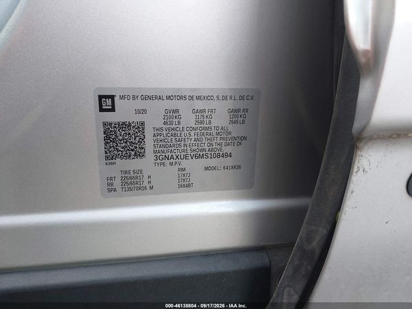 2021 CHEVROLET EQUINOX AWD LT — I9