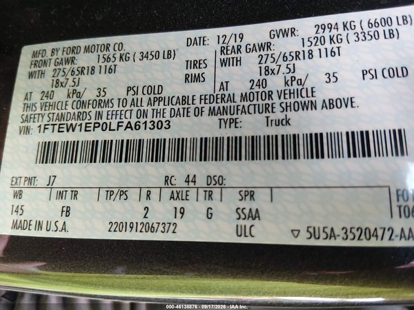 2020 FORD F-150 XLT — I9