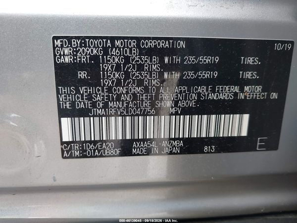 2020 TOYOTA RAV4 XLE PREMIUM — I9