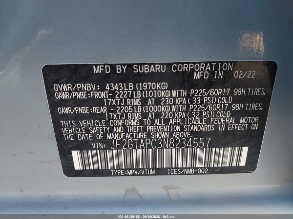 2022 SUBARU CROSSTREK PREMIUM — I9