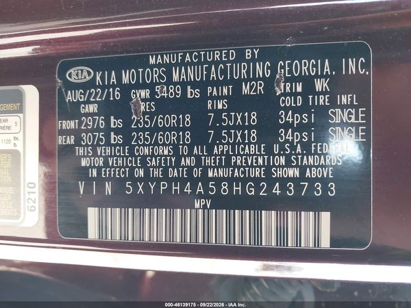 2017 KIA SORENTO 3.3L EX — I9