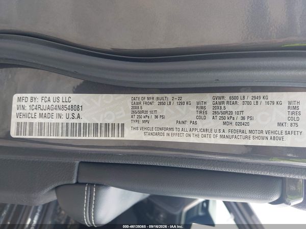 2022 JEEP GRAND CHEROKEE L ALTITUDE 4X2 — I9