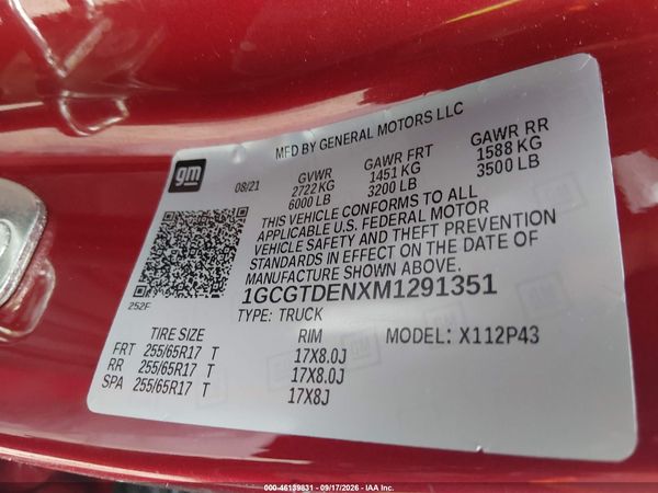 2021 CHEVROLET COLORADO Z71 — I9