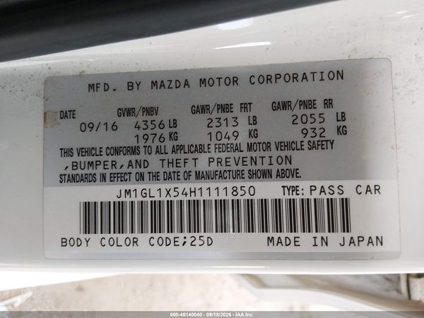 2017 MAZDA MAZDA6 GRAND TOURING — I9