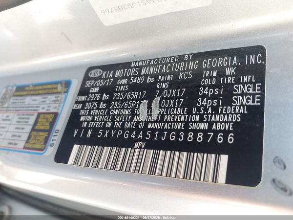 2018 KIA SORENTO 3.3L LX — I9