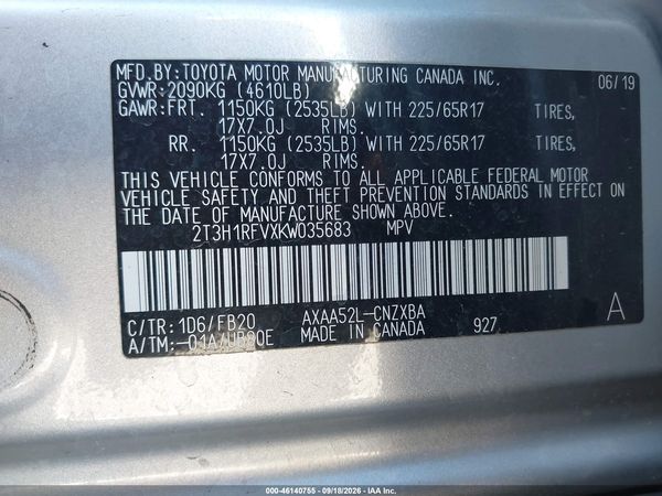 2019 TOYOTA RAV4 LE — I9