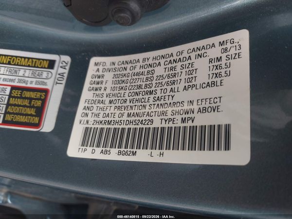 2013 HONDA CR-V EX — I9