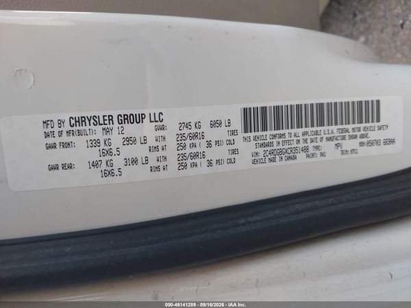 2012 DODGE GRAND CARAVAN SE/AVP — I9