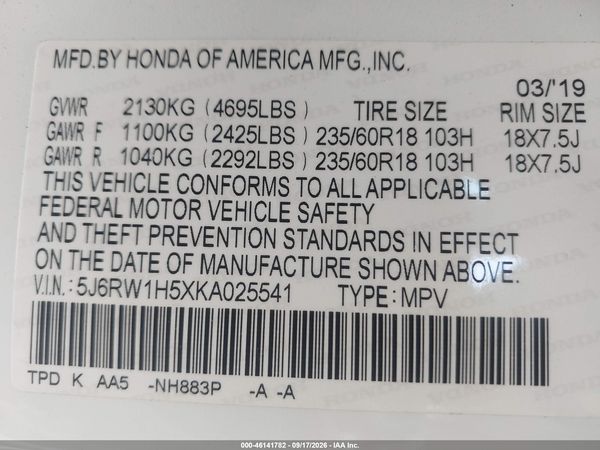 2019 HONDA CR-V EX — I9
