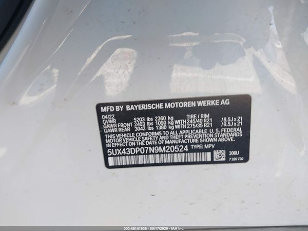 2022 BMW X3 SDRIVE30I — I9