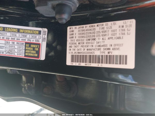 2012 HONDA CR-V EX — I9