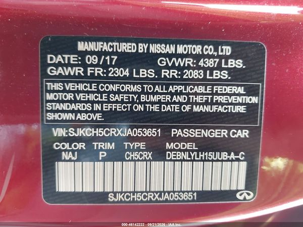 2018 INFINITI QX30 PREMIUM — I9