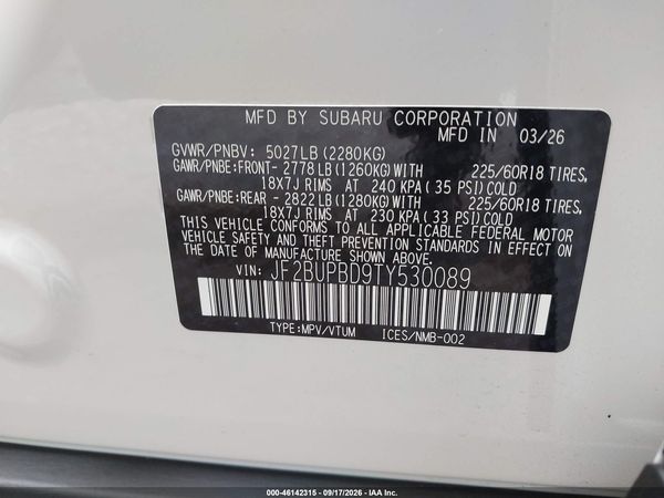 2026 SUBARU OUTBACK PREMIUM — I9