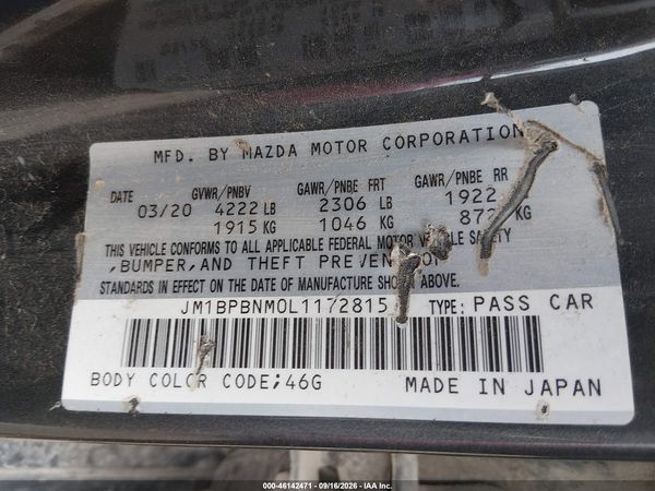 2020 MAZDA MAZDA3 PREMIUM PACKAGE — I9