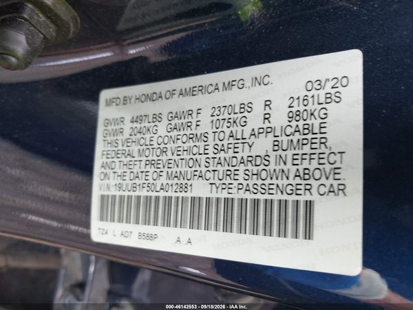 2020 ACURA TLX TECH PACKAGE — I9