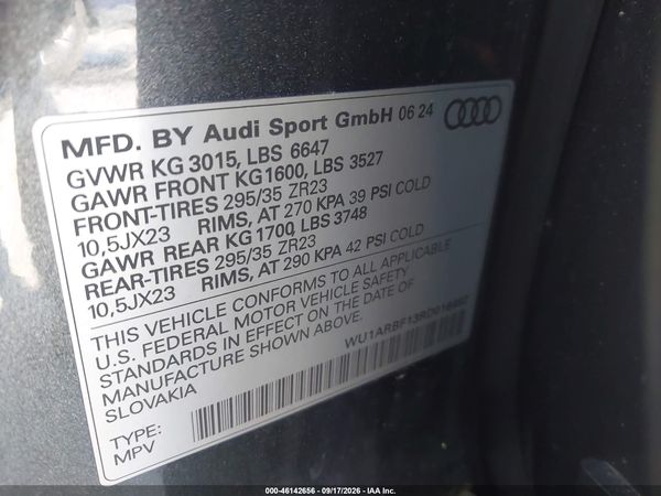 2024 AUDI RS Q8 TFSI QUATTRO TIPTRONIC — I9